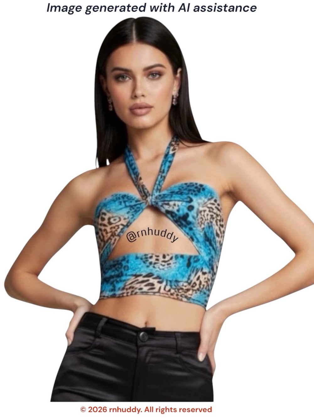 NWT I.AM.GIA XXS blue leopard print halter
